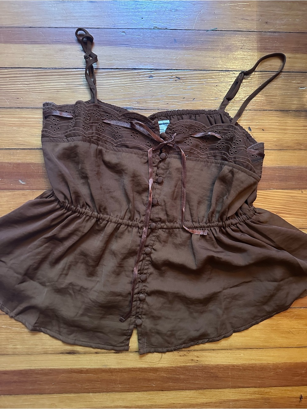 Abercrombie & Fitch Brown Eyelet Camisole Peplum Top